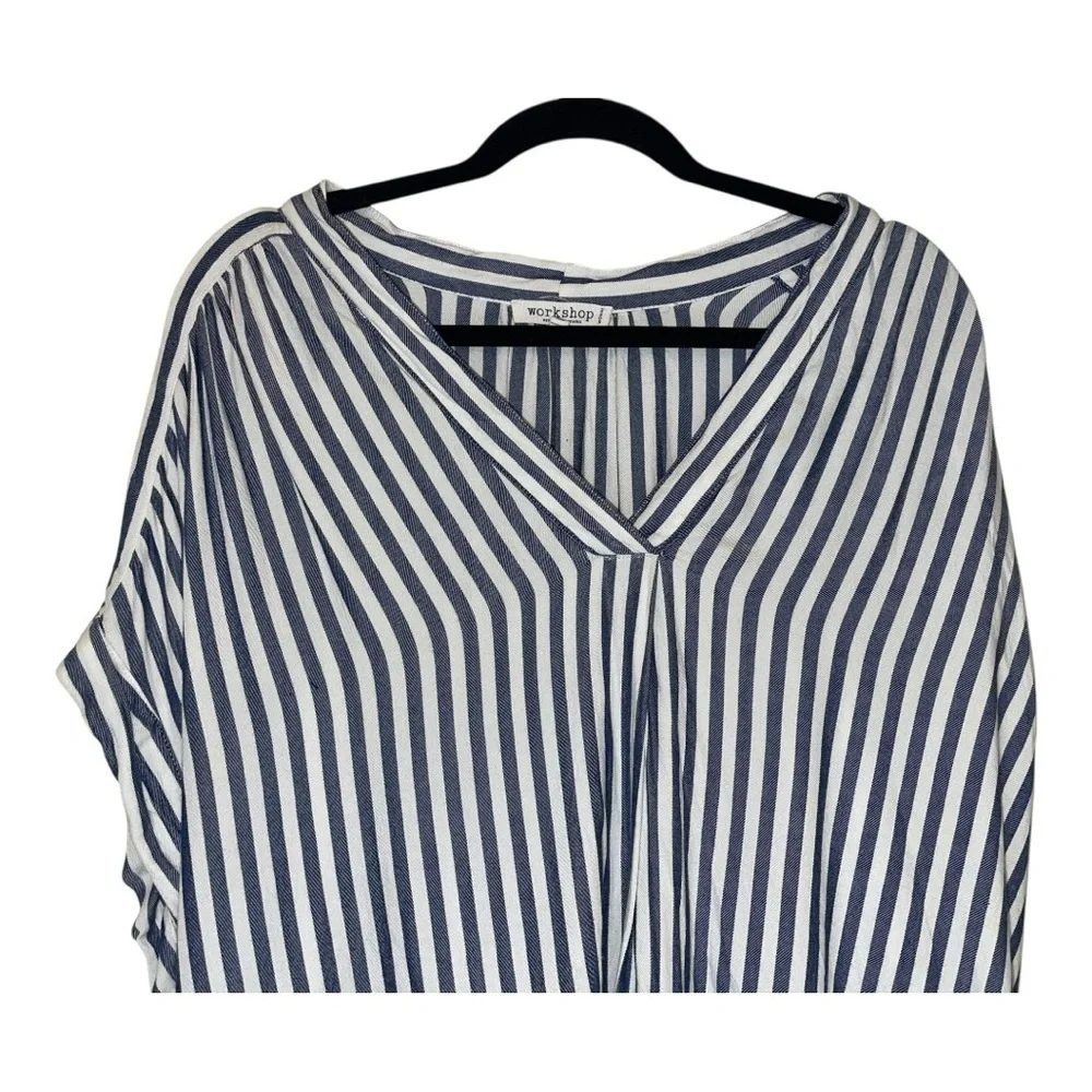 Workshop Republic Clothing Navy and White Striped Top